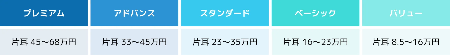 プレミアム/アドバンス/スタンダード/ベーシック/バリュー 片耳